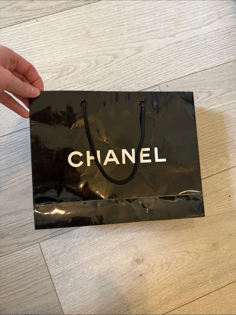 CHANEL Black and White Glossy Shopping Bag - Picture 3 of 5